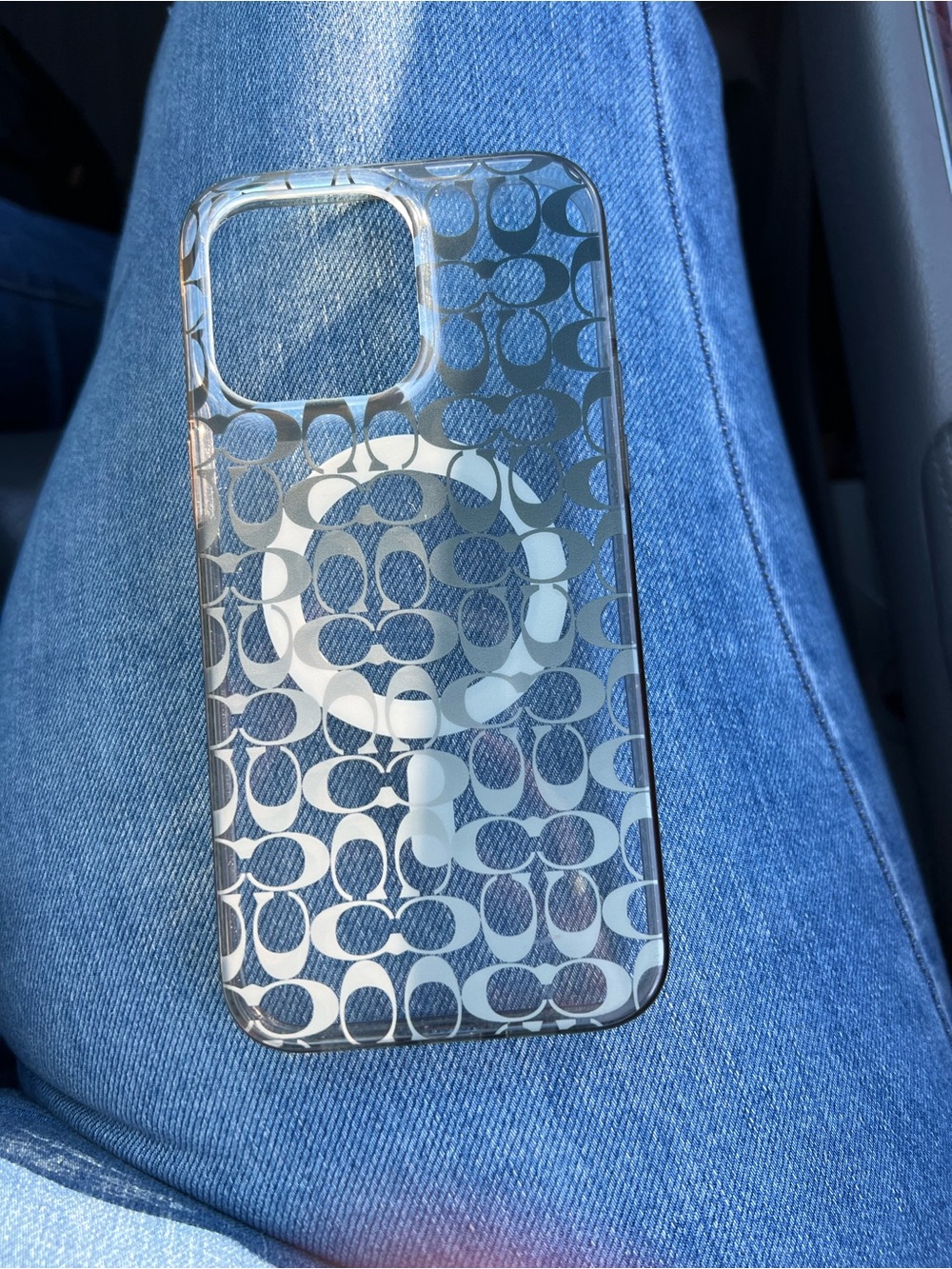 Coach Clear Logo Pattern MagSafe iPhone Case - Black/White